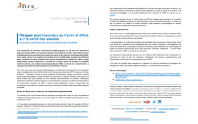 Rapport de L’INRS